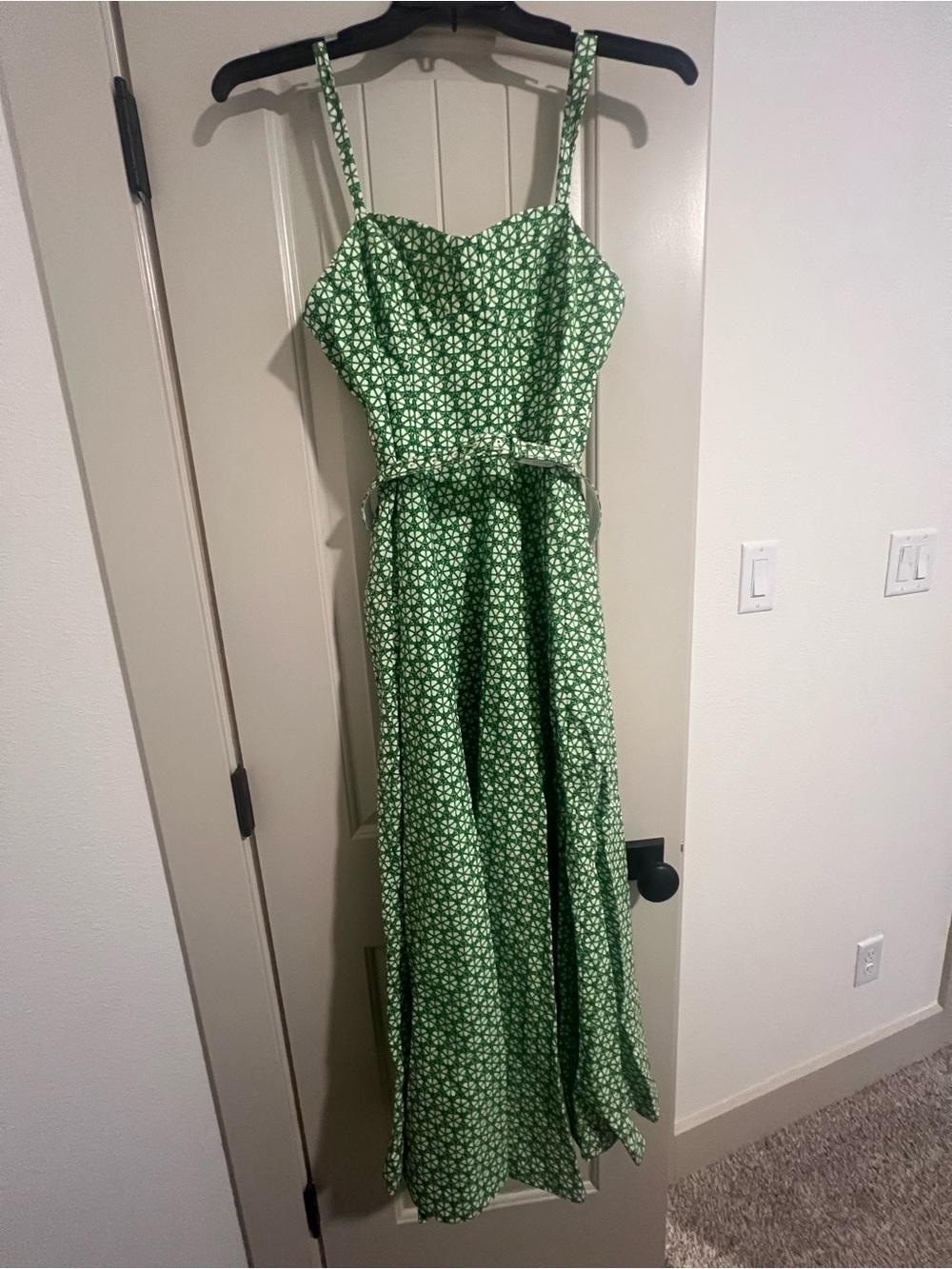 ANTONIO MELANI Green Floral Spaghetti-Strap Maxi Dress